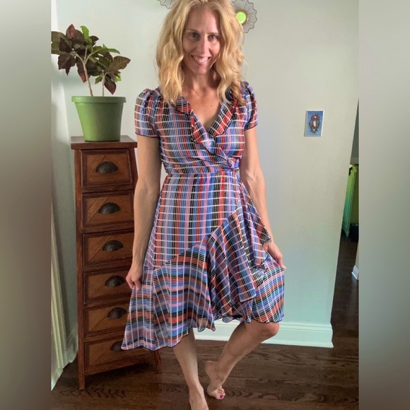 WAYF metallic wrap dress - Picture 3 of 8